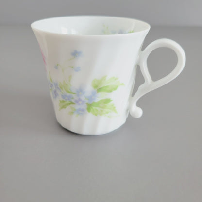 Vintage Shabby Chic Floral Swirl Teacup & Saucer, 2 Sets, Pastel Pink, Blue, Yellow Floral by Maple