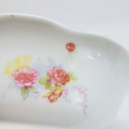 Antique Limoges Shabby Chic Floral Bowl, Heavy Gold Trim, Embossed Edging, Hand Painted Pink Roses, c1890-1902 France by Jean Pouyat