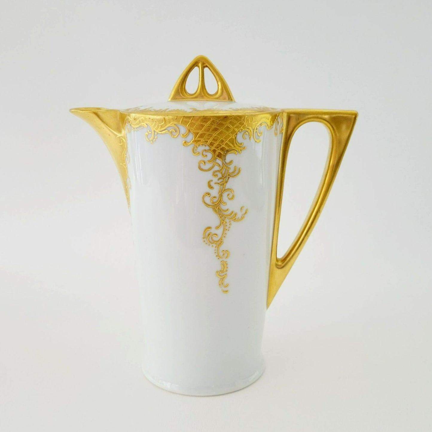 Hand Painted German White & Heavy Gold Chocolate Pot
