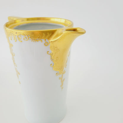 Hand Painted German White & Heavy Gold Chocolate Pot