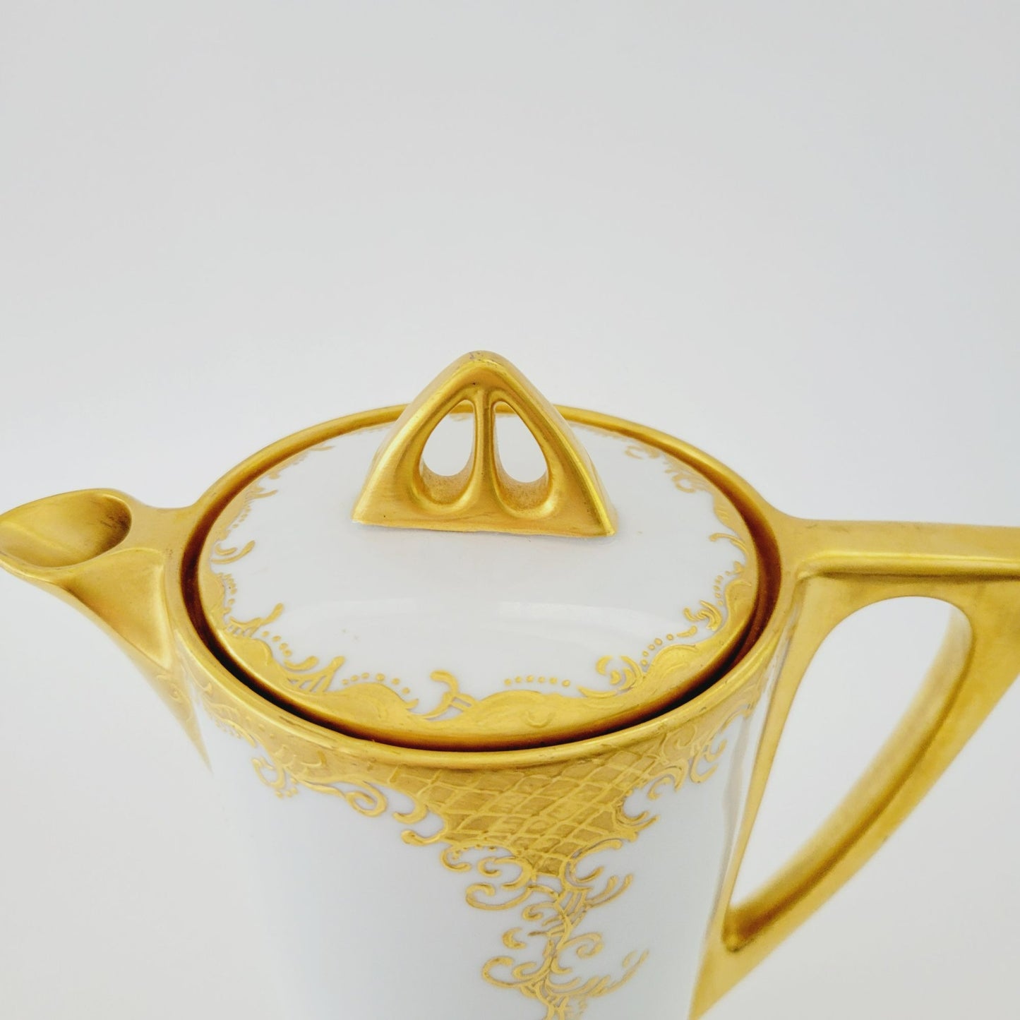 Hand Painted German White & Heavy Gold Chocolate Pot