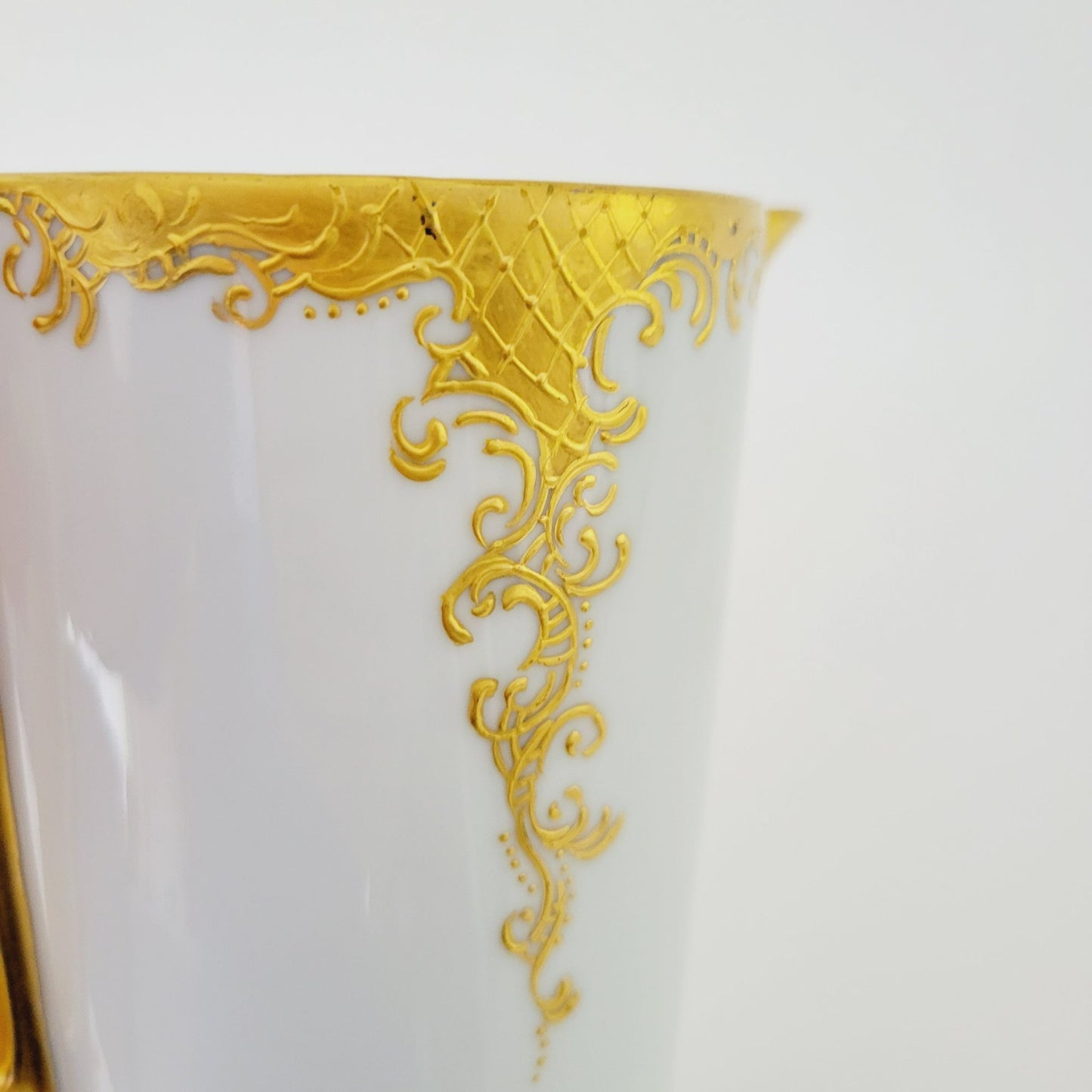 Hand Painted German White & Heavy Gold Chocolate Pot