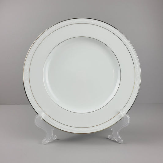 Noritake Stoneleigh Salad Plate, Embossed Scroll Band & Platinum Rings