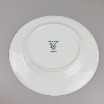 Noritake Stoneleigh Salad Plate, Embossed Scroll Band & Platinum Rings