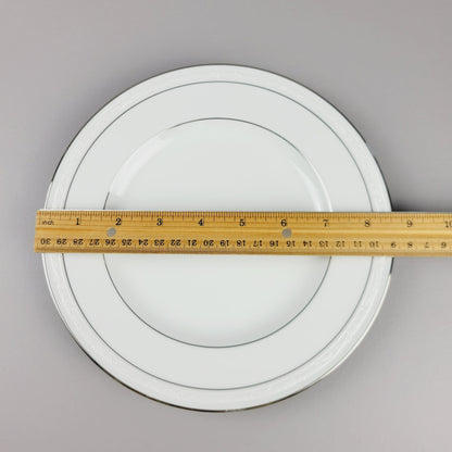 Noritake Stoneleigh Salad Plate, Embossed Scroll Band & Platinum Rings