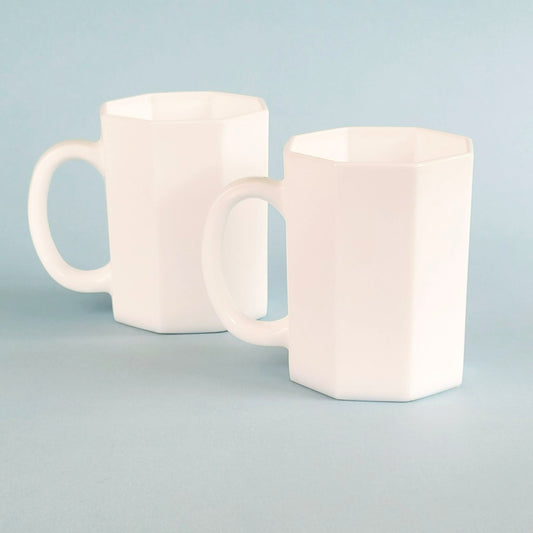Arcoroc White Octime Glass Mug, Set of 2, Made in France