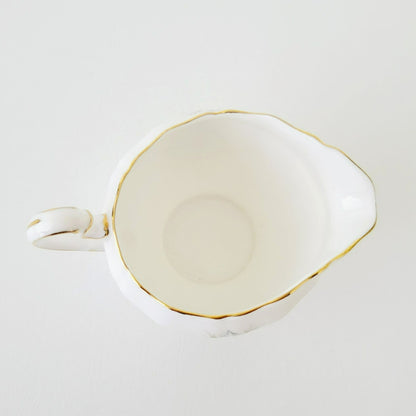 Royal Adderley Trillium Creamer, Sugar Bowl & Tray Petite Set, White and Green Floral, England