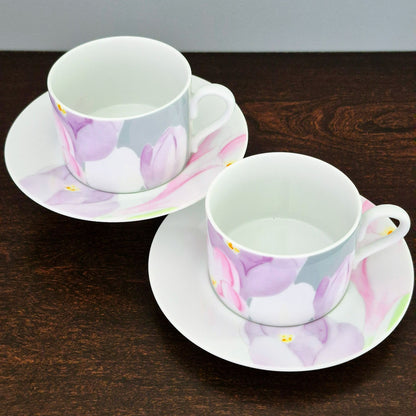 Mikasa Spring Crocus Cup & Saucer, 2 Sets, c.1984-87 Japan