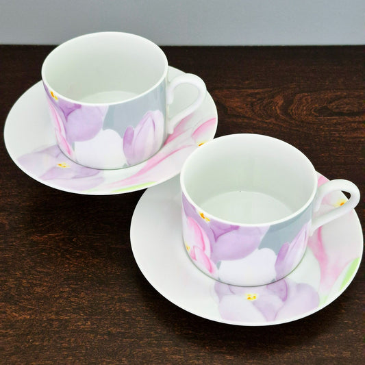 Mikasa Spring Crocus Cup & Saucer, 2 Sets, c.1984-87 Japan
