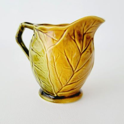 Royal Winton Grimwades Creamer, Brown & Green Glazed, Embossed Leaf Pattern, Made in England