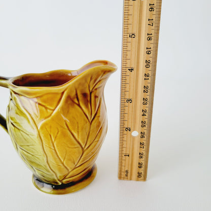 Royal Winton Grimwades Creamer, Brown & Green Glazed, Embossed Leaf Pattern, Made in England