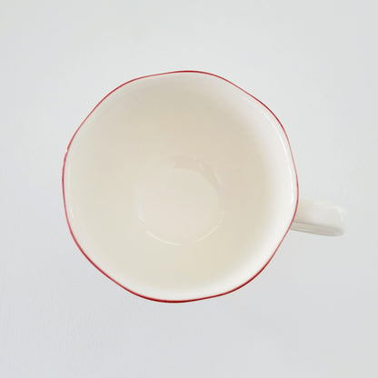Nikko Precious Floral Tea Cup & Saucer, 2 Sets, Pink Poppies with Red Trim, Made in Japan