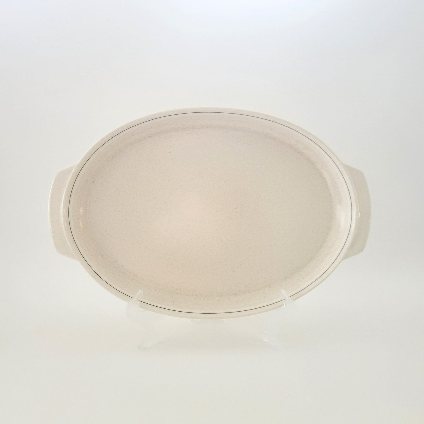 Lenox Silhouette 15" Oval Roaster, Speckled Beige, c.1977-87 USA