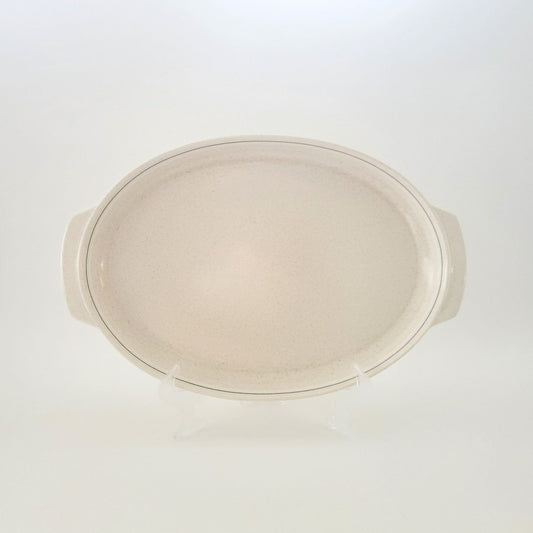 Lenox Silhouette 15" Oval Roaster, Speckled Beige, c.1977-87 USA