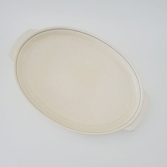 Lenox Silhouette 15" Oval Roaster, Speckled Beige, c.1977-87 USA