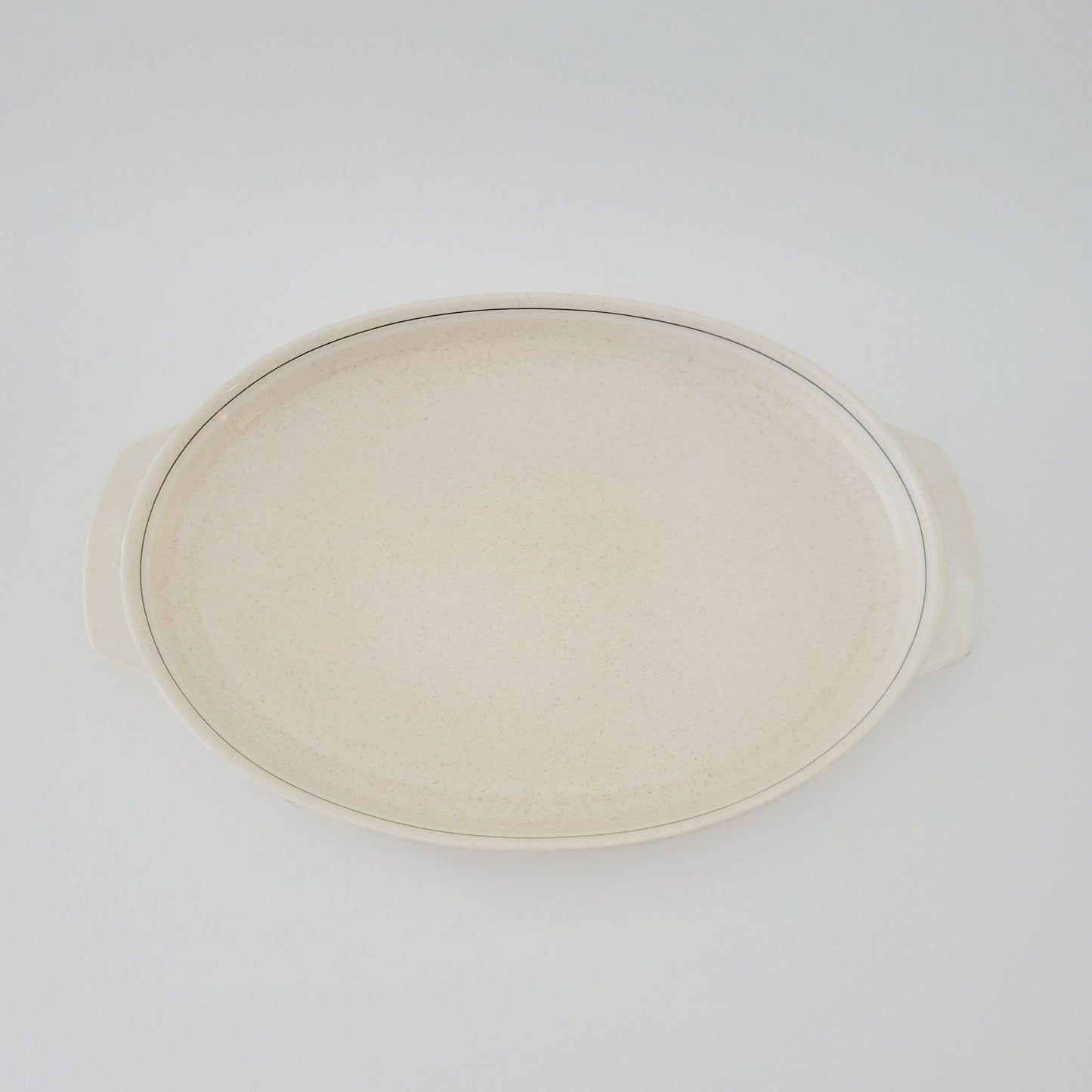 Lenox Silhouette 15" Oval Roaster, Speckled Beige, c.1977-87 USA