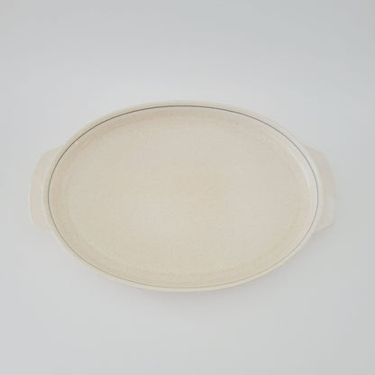 Lenox Silhouette 15" Oval Roaster, Speckled Beige, c.1977-87 USA