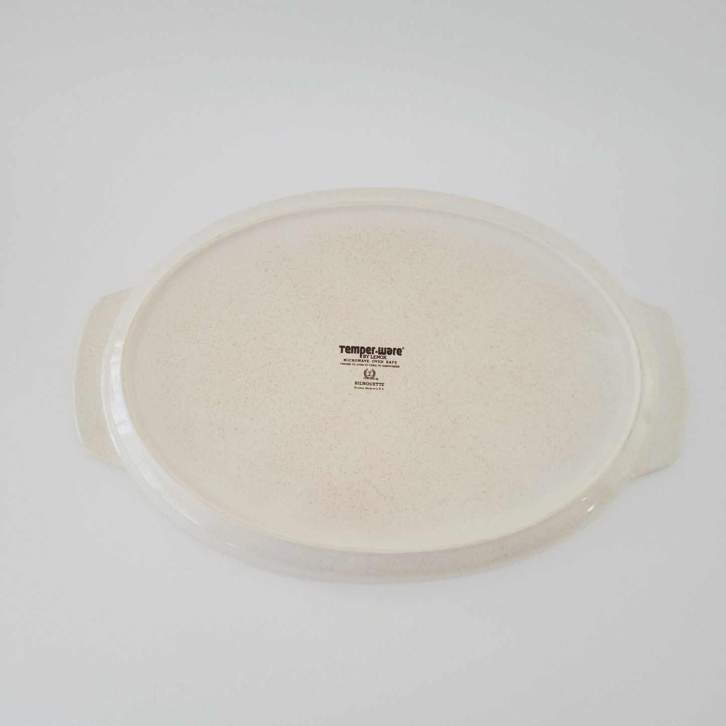 Lenox Silhouette 15" Oval Roaster, Speckled Beige, c.1977-87 USA