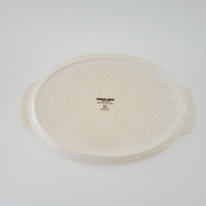 Lenox Silhouette 15" Oval Roaster, Speckled Beige, c.1977-87 USA