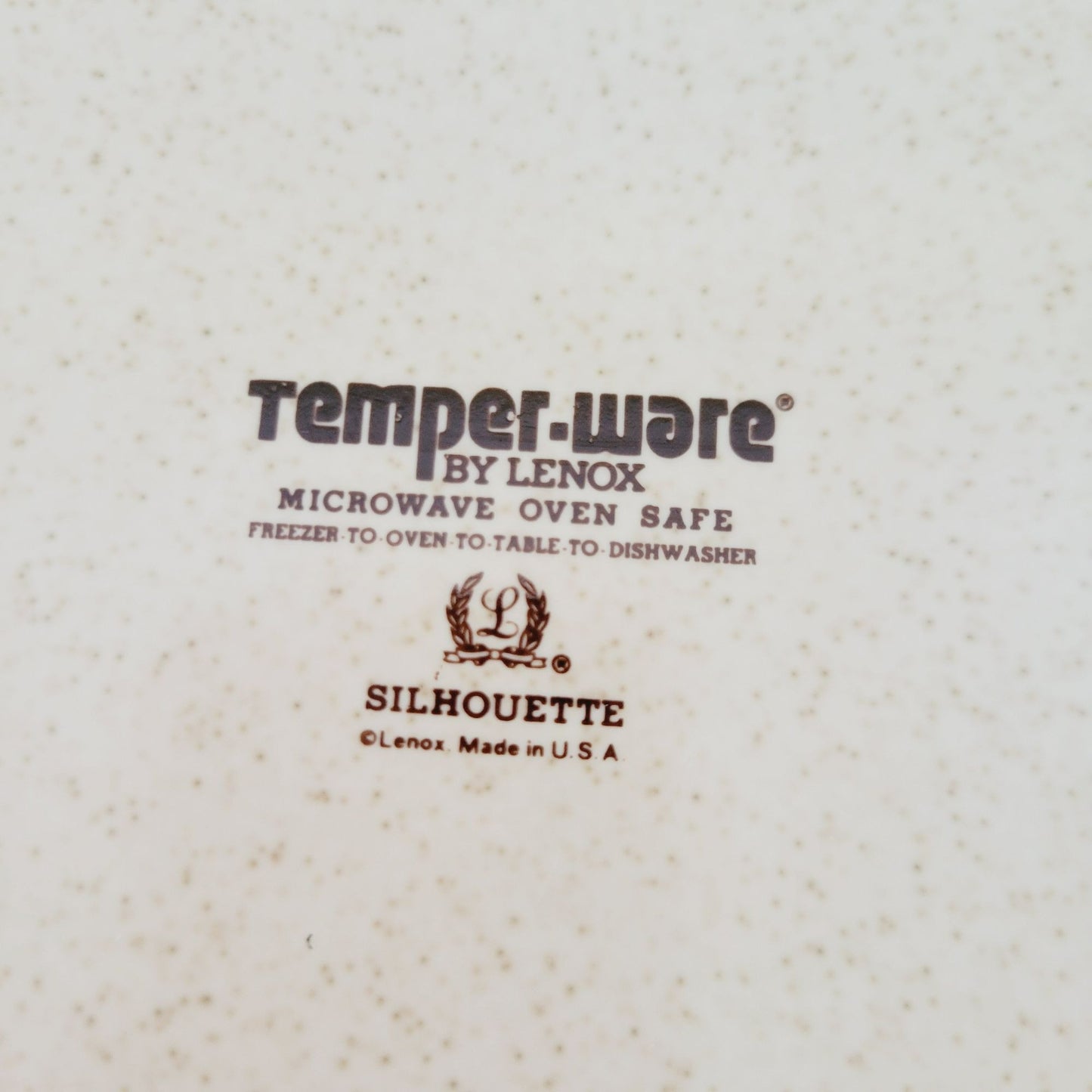 Lenox Silhouette 15" Oval Roaster, Speckled Beige, c.1977-87 USA