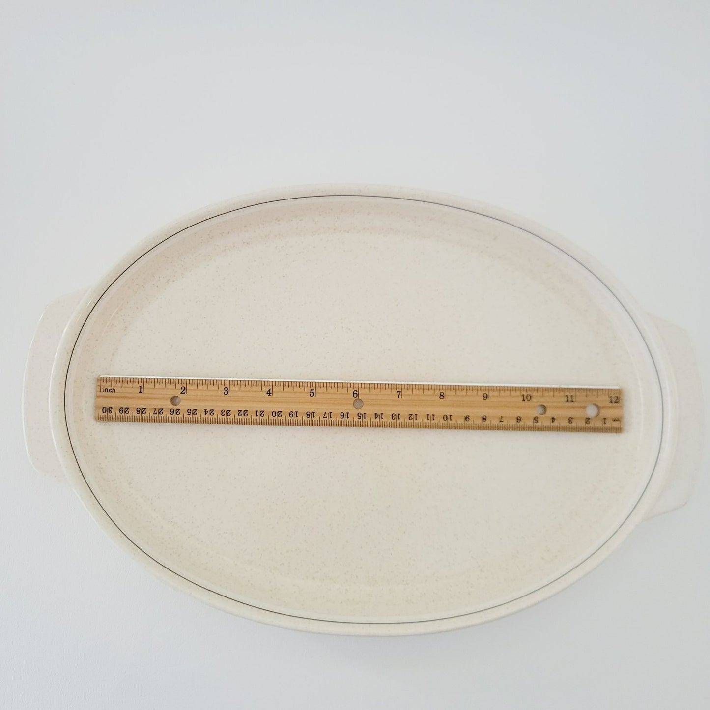 Lenox Silhouette 15" Oval Roaster, Speckled Beige, c.1977-87 USA