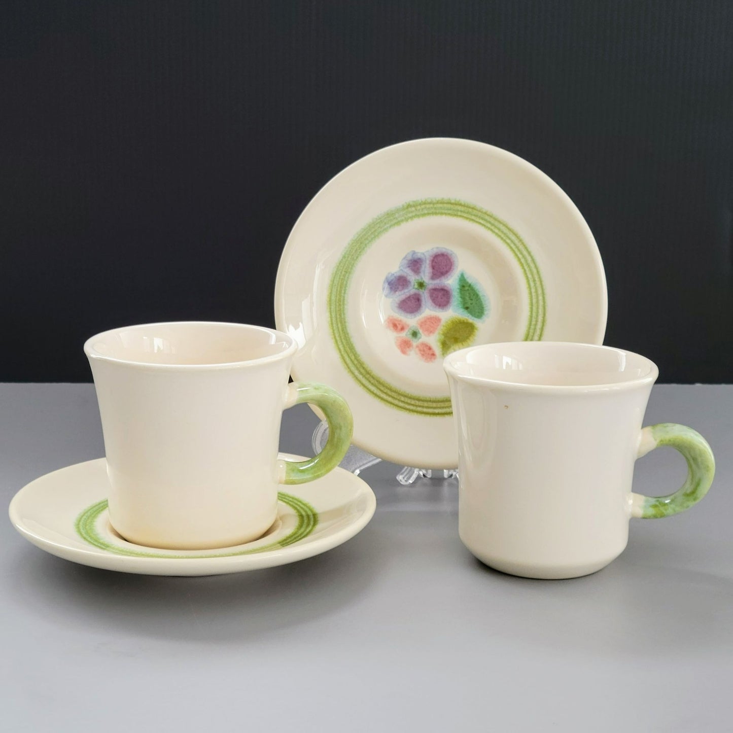 Franciscan Floral Cup & Saucer, 2 Sets, c.1970s USA