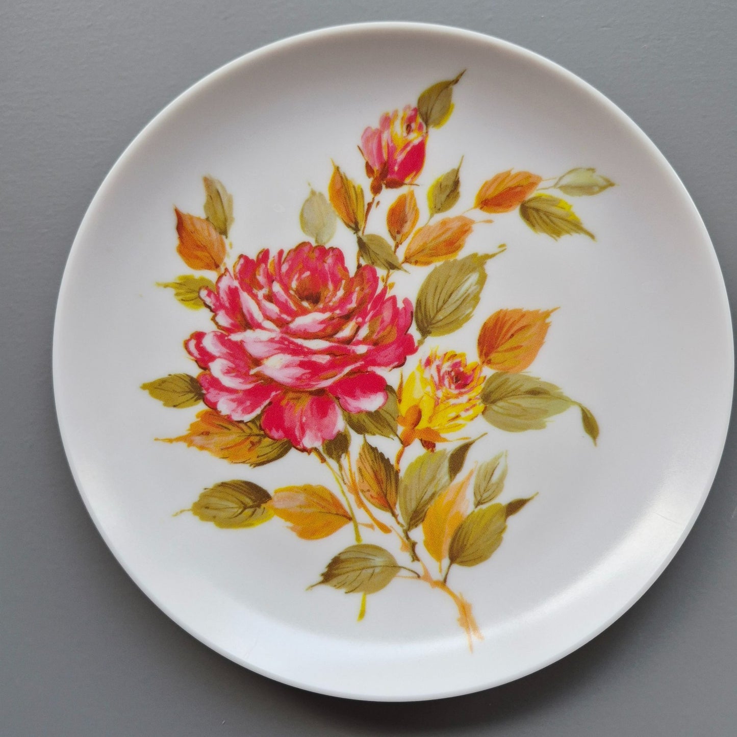 Vintage Floral Melamine Bread Plate Set of 4, USA Made