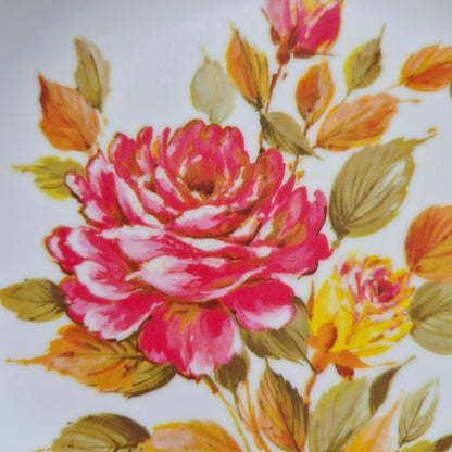 Vintage Floral Melamine Bread Plate Set of 4, USA Made