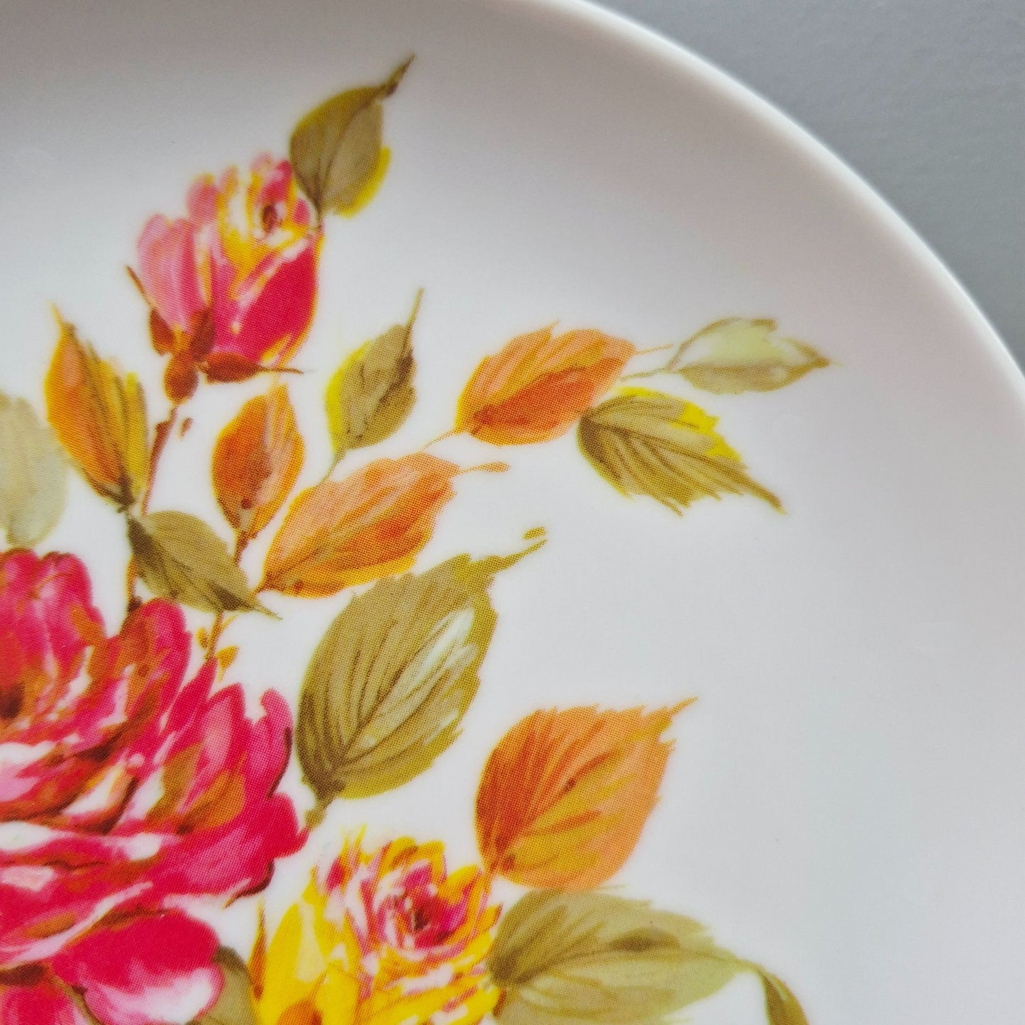Vintage Floral Melamine Bread Plate Set of 4, USA Made
