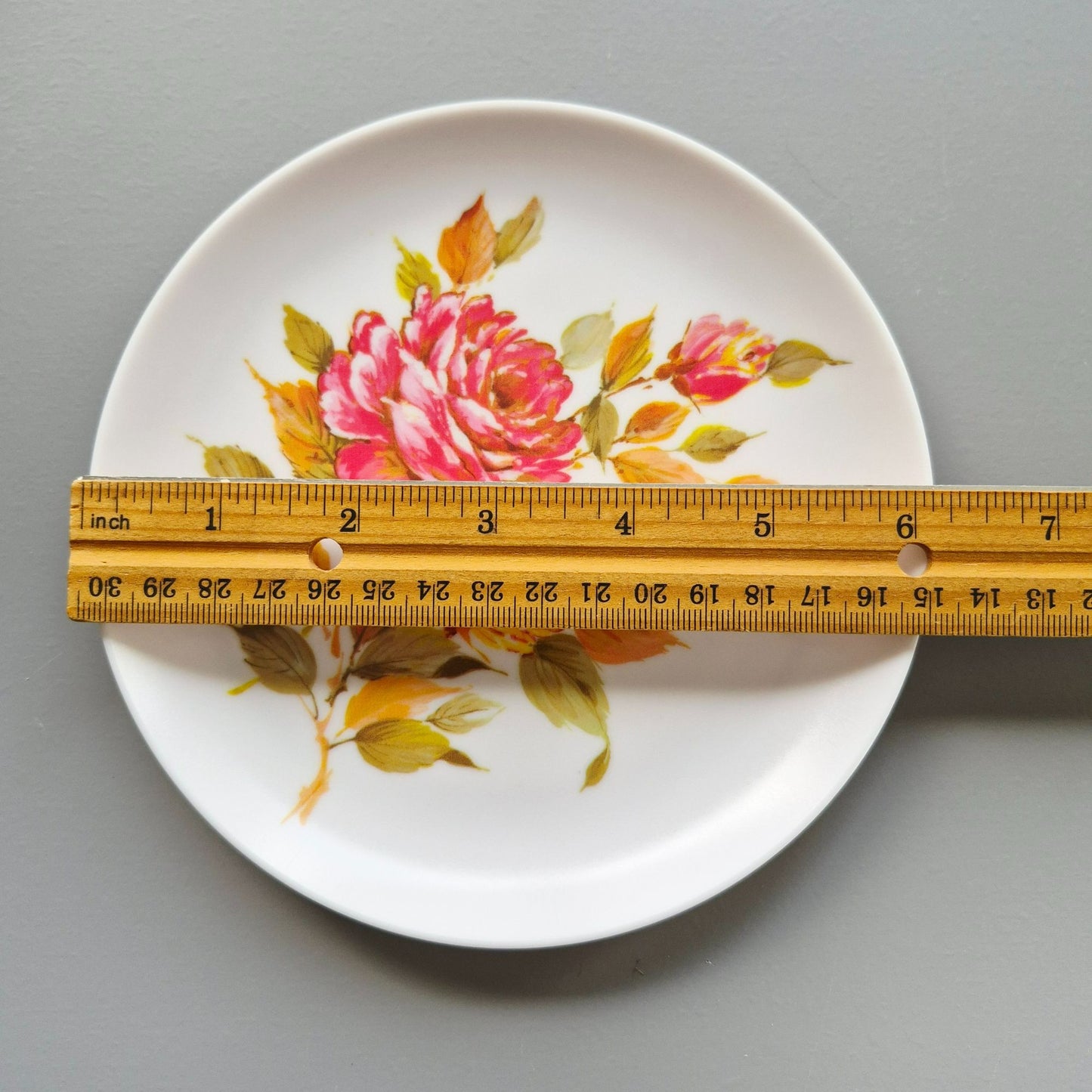 Vintage Floral Melamine Bread Plate Set of 4, USA Made