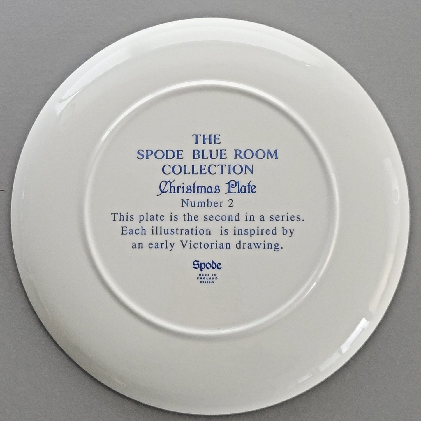 Spode Blue Room Victorian Annual Christmas Plate 1996, Made in England