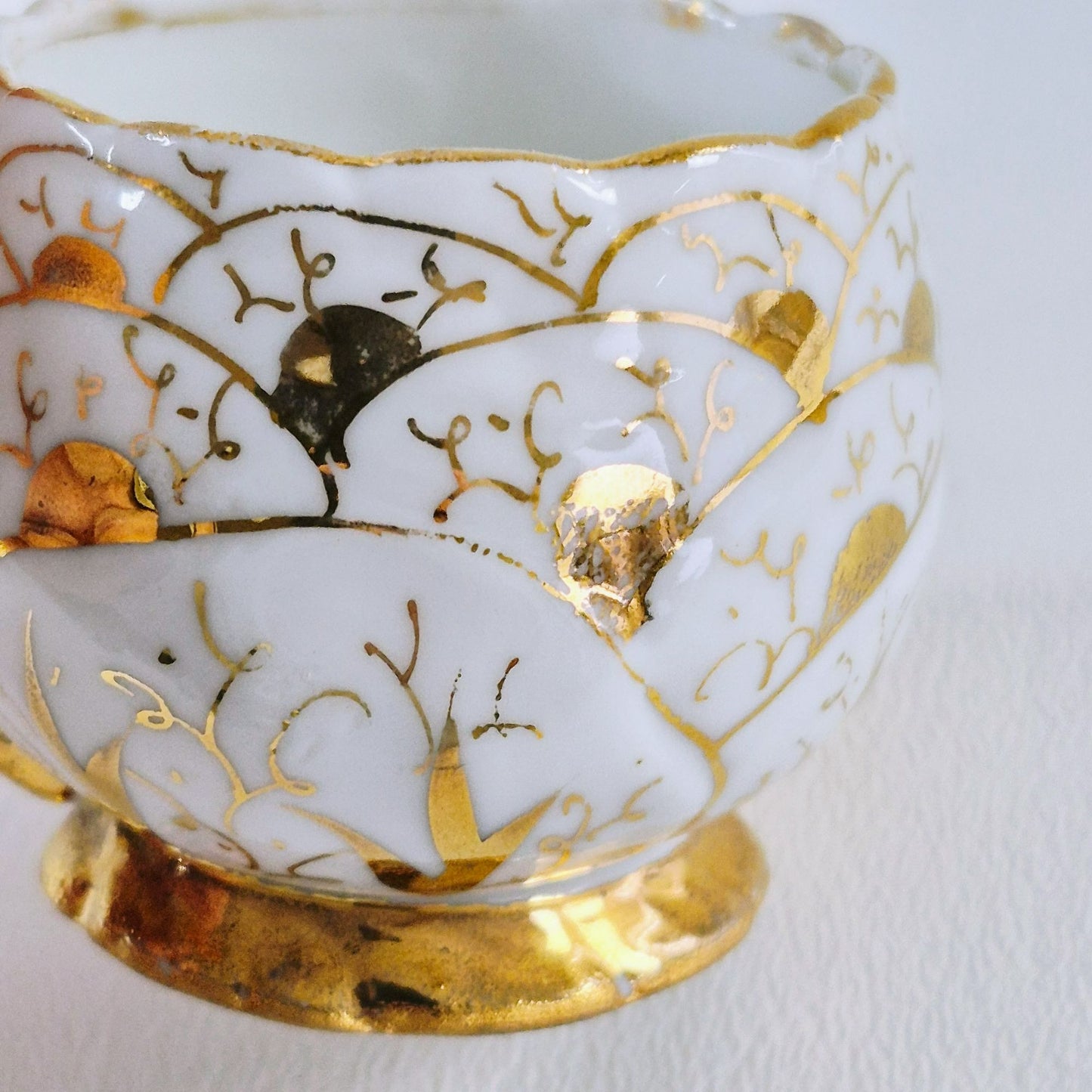 Vintage German Porcelain Demitasse Set, White & Heavy Gold