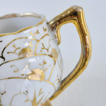 Vintage German Porcelain Demitasse Set, White & Heavy Gold