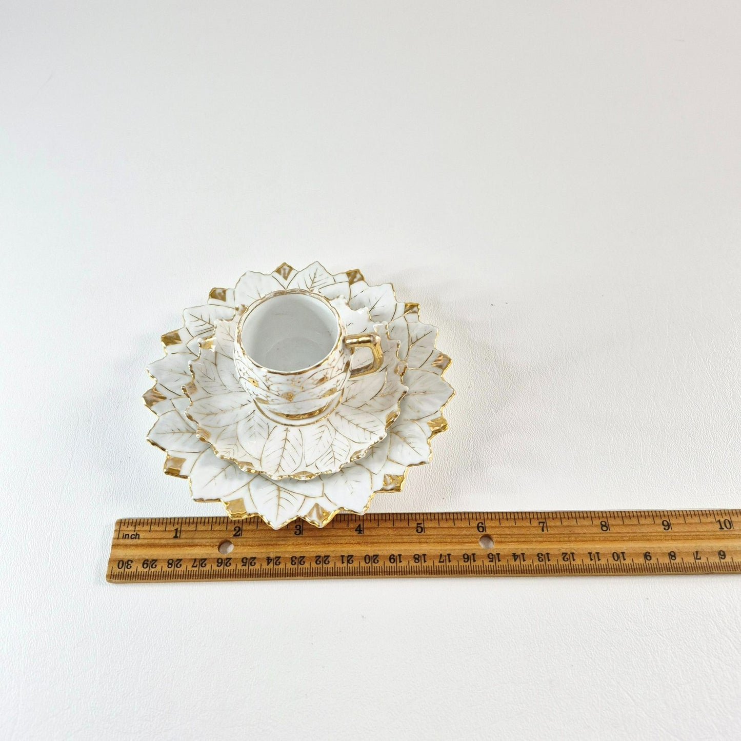 Vintage German Porcelain Demitasse Set, White & Heavy Gold