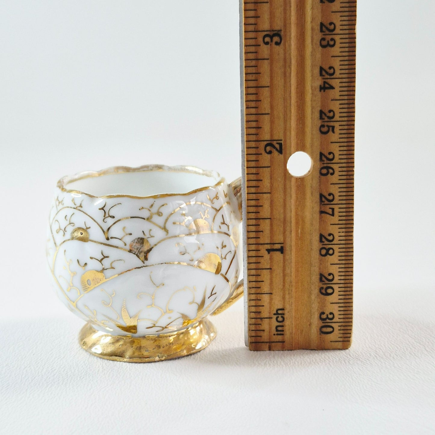 Vintage German Porcelain Demitasse Set, White & Heavy Gold