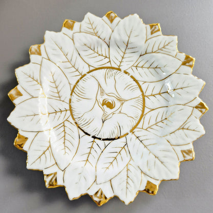 Vintage German Porcelain Demitasse Set, White & Heavy Gold