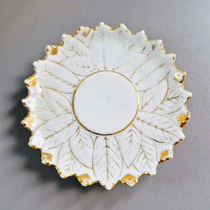 Vintage German Porcelain Demitasse Set, White & Heavy Gold