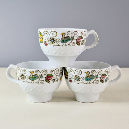 Staffordshire "English Partridge" Cup Set of 3, Made in England