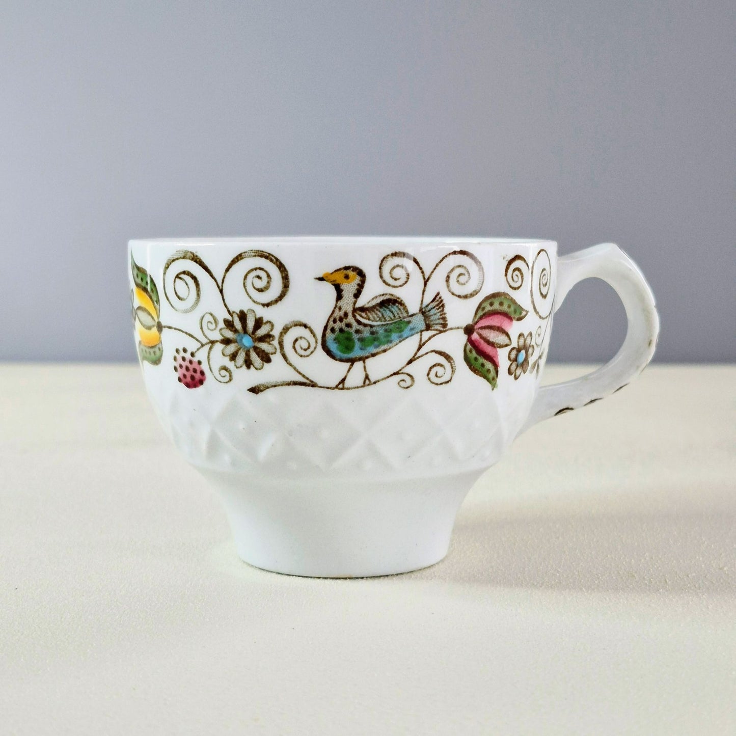 Staffordshire "English Partridge" Cup Set of 3, Made in England