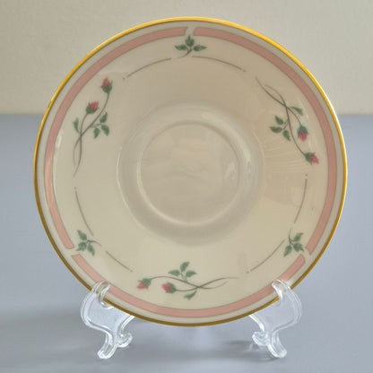 Lenox "Rose Manor Pink" Footed Cup & Saucer, 2 Sets,  c.1985-99 USA