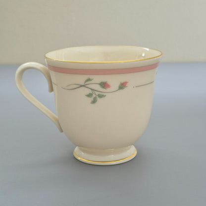 Lenox "Rose Manor Pink" Footed Cup & Saucer, 2 Sets,  c.1985-99 USA