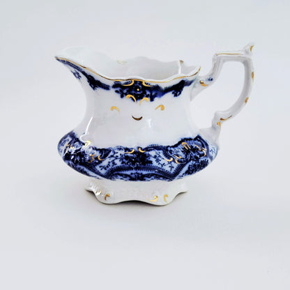 Antique Meakin Flow Blue YORK Creamer, England c. Early 1900s