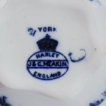 Antique Meakin Flow Blue YORK Creamer, England c. Early 1900s