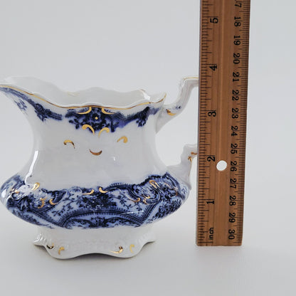 Antique Meakin Flow Blue YORK Creamer, England c. Early 1900s