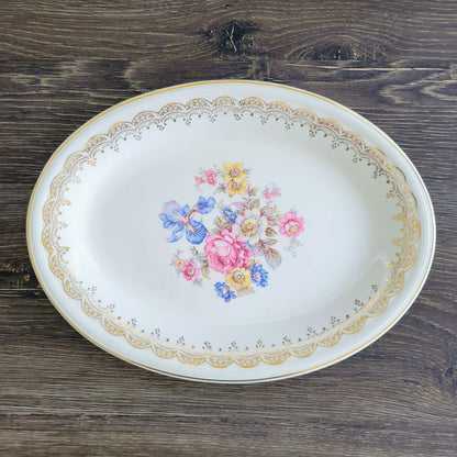 Edwin Knowles Priscilla 11" Oval Serving Platter, c.1940s USA Made
