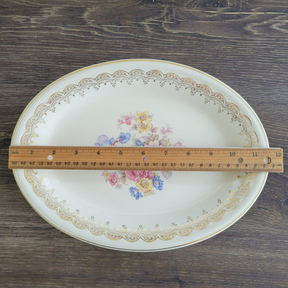 Edwin Knowles Priscilla 11" Oval Serving Platter, c.1940s USA Made