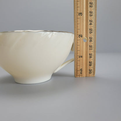 Vintage Lenox Weatherly Teacup & Saucer, Swirled Edge & Platinum Trim, c.1959-86 USA