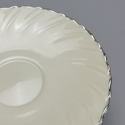 Vintage Lenox Weatherly Teacup & Saucer, Swirled Edge & Platinum Trim, c.1959-86 USA