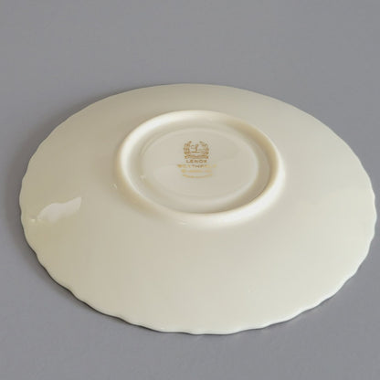 Vintage Lenox Weatherly Teacup & Saucer, Swirled Edge & Platinum Trim, c.1959-86 USA