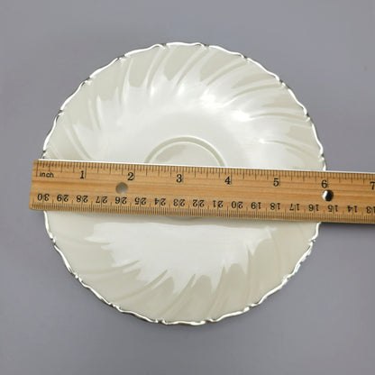 Vintage Lenox Weatherly Teacup & Saucer, Swirled Edge & Platinum Trim, c.1959-86 USA
